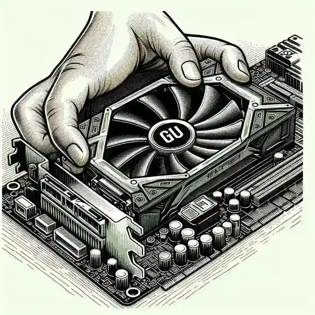 "Imagen que ilustra pasos para liberar la GPU del pestillo de la ranura PCIe en una computadora, con un enfoque en el proceso de extracción segura."